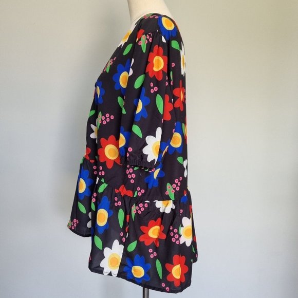 Lorraine Kerrie Multicolour Floral Frill Hem Top Plus Size 20 - Picture 3 of 10